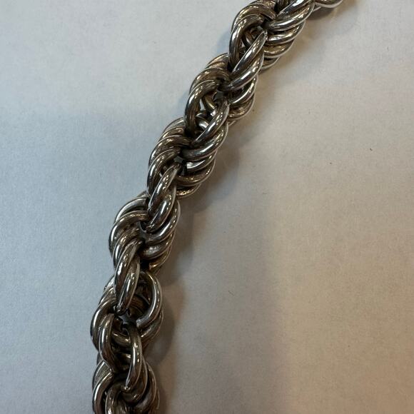 Sterling Silver 925 Chain Rope Necklace Italy 51 Grams 15 Inches - Picture 6 of 7